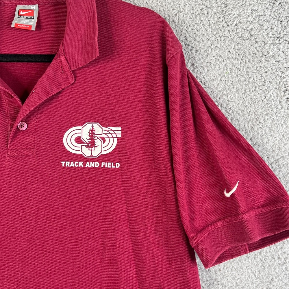 Stanford Cardinals Nike Polo Shirt M Dri Fit Red Track and Field Golf University